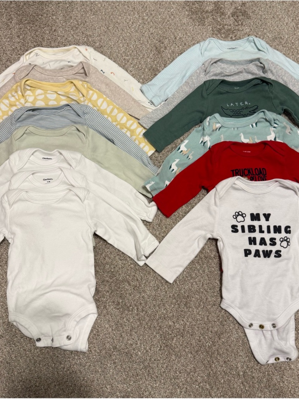 Long-Sleeve One-Piece Bodysuits - size 3 months